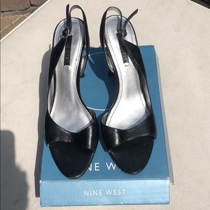 Nine West black leather heels